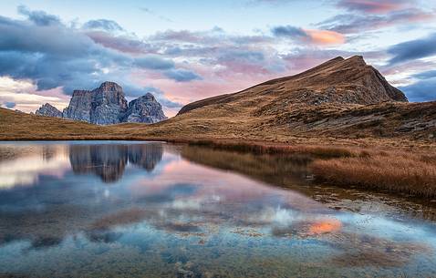 Lake Baste and mount Pelmo in autumn