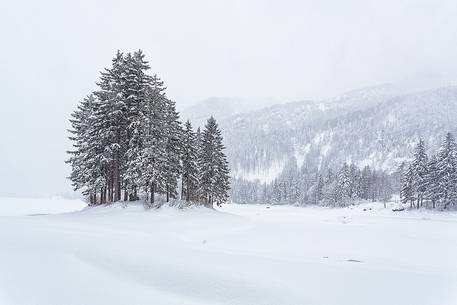 white sunset on lake Predil