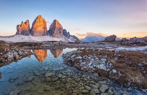 summer sunset in Tre Cime di Lavaredo