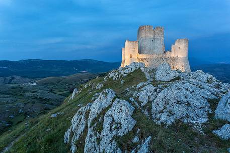 Rocca Calascio a medieval castle in the summer night