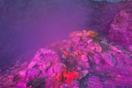 Solfatara is a shallow volcanic crater at Pozzuoli, near Naples, part of the Campi Flegrei volcanic area