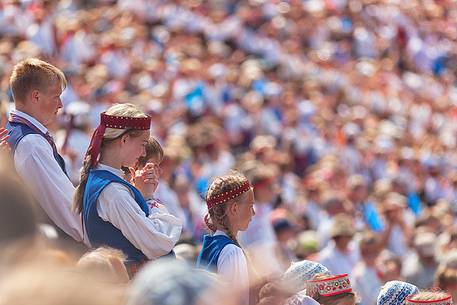 This is the story of time manifesting itself in our ancestors heritage and us shaping our time through our own touches, contacts, caresses and impacts.
Song and dance celebrations are an old and very important tradition for Estonia and Estonians (the first song celebration took place in 1869 and the first dance celebration in 1934) and these celebrations are nowadays held every five years. In 2003 our tradition of song and dance celebrations was entered to UNESCOs List of Intangible Cultural Heritage.