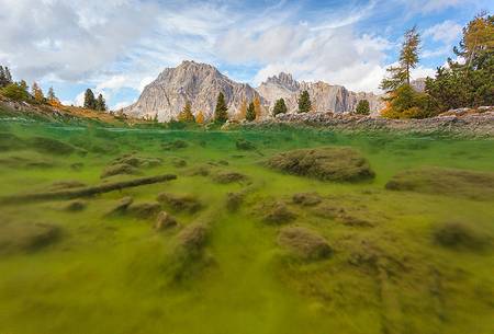 Passo Falzarego, Mount Lagazuoi and lake Limides o (Limedes)