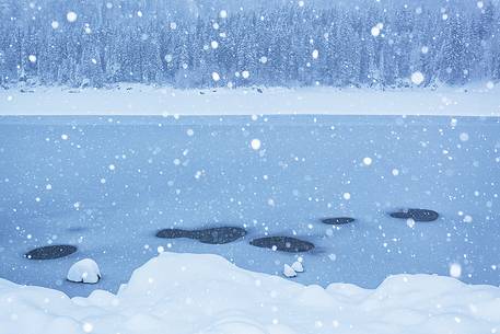 Lake Fusine in winter time