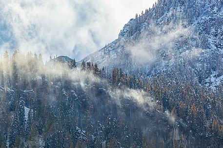 Dolomiti of Brenta,Natural Park of Adamello-Brenta, mountains through the fog