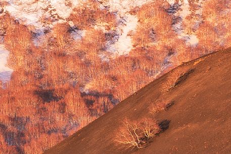 Etna, sunrise from Sartorius mountains, Sicily, Italy