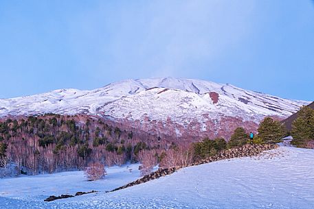 Etna, sunrise from Sartorius mountains, Sicily, Italy