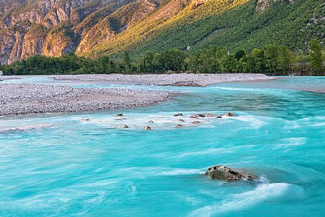 Tagliamento river at sunset, Venzone,Friuli Venezia Giulia, Italy