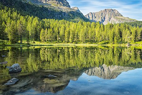 Lake in  San Pellegrino Pass, dolomites, Italy