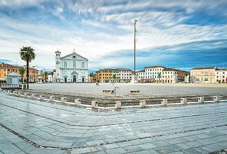 The main square Piazza Grande and the Cathedral of Palmanova, Friuli Venezia Giulia, Italy