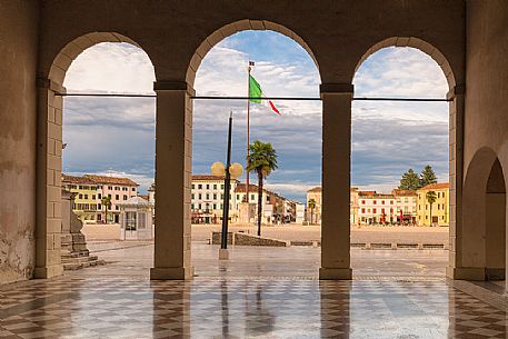 The main square Piazza Grande of Palmanova. Friuli Venezia Giulia, Italy