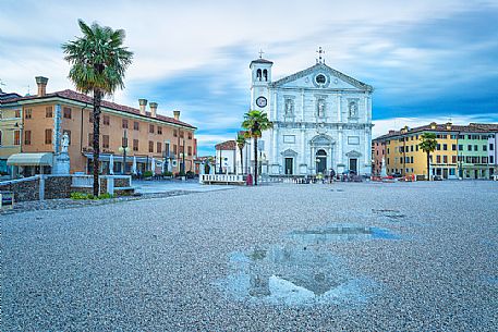 The main square Piazza Grande and the Cathedral of Palmanova, Friuli Venezia Giulia, Italy