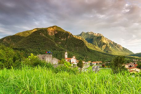 Venzone village. It was declared National Monument in 1965 as unique fortified village of the XIV century in the region, Friuli Venezia Giulia, Italy