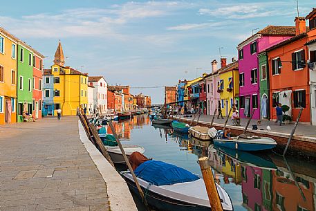 Iconic view of Burano village one of the Venetian islands, Venice, Italy Iconic view of Burano village one of the Venetian islands, Venice, Italy