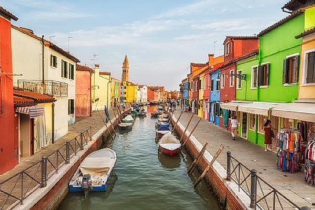 Iconic view of Burano village one of the Venetian islands, Venice, Italy Iconic view of Burano village one of the Venetian islands, Venice, Italy
