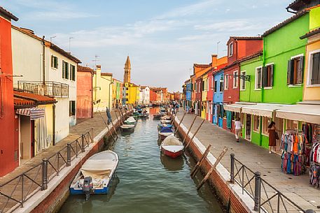 Iconic view of Burano village one of the Venetian islands, Venice, Italy