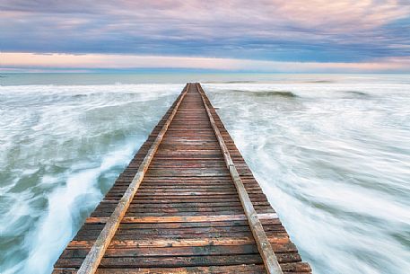 Pier in the Lido di Jesolo, a popular seaside resort near Venice, Veneto, Italy