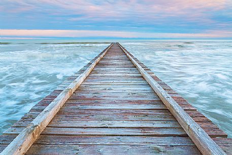 Pier in the Lido di Jesolo, a popular seaside resort near Venice, Veneto, Italy