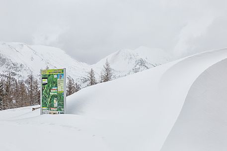 Billboard in the natural park of Biosphere, Nockberge mountain range, Bad Kleinkirchheim, Carinthia, Austria, Europe