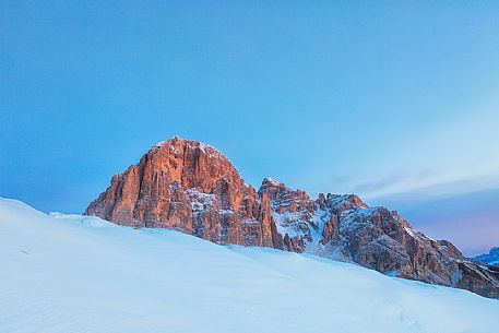 Tofane mountains at sunset, Cortina d'Ampezzo, dolomites, Veneto, Italy, Europe