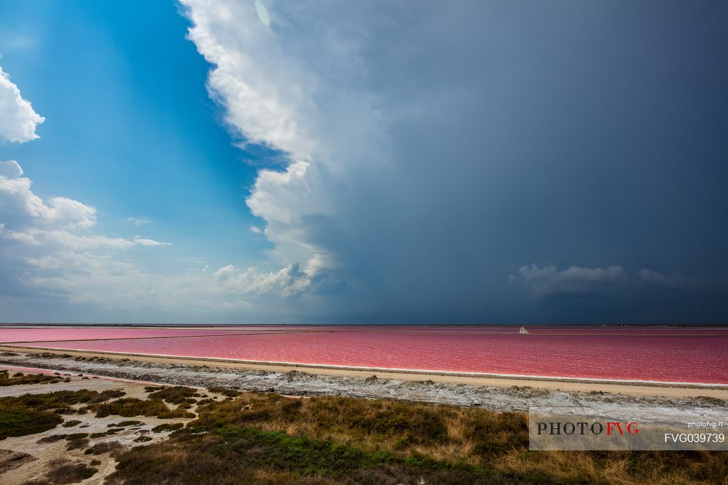 The beautiful and special colors of the saltworks of Giraud, Bouches-du-Rhne, Provence, France