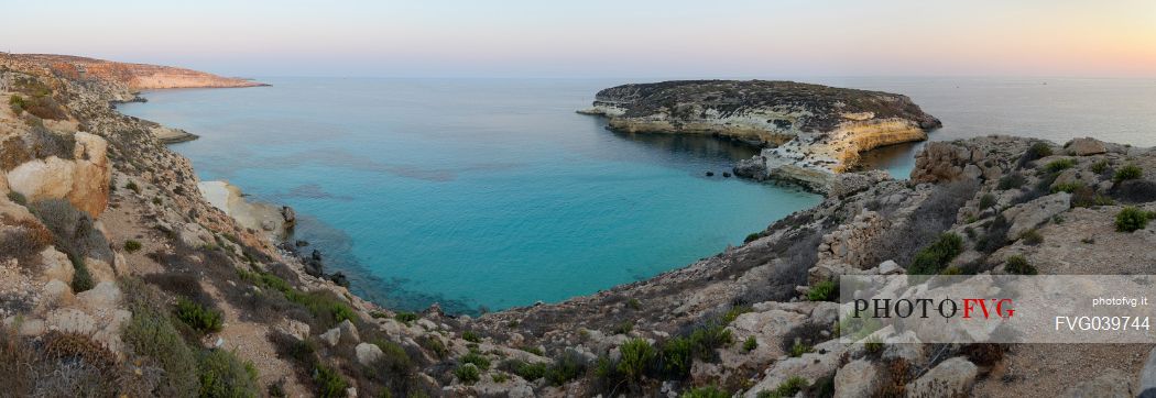View of Isola dei conigli and Tabaccara island, Lampedusa, Sicily, Italy