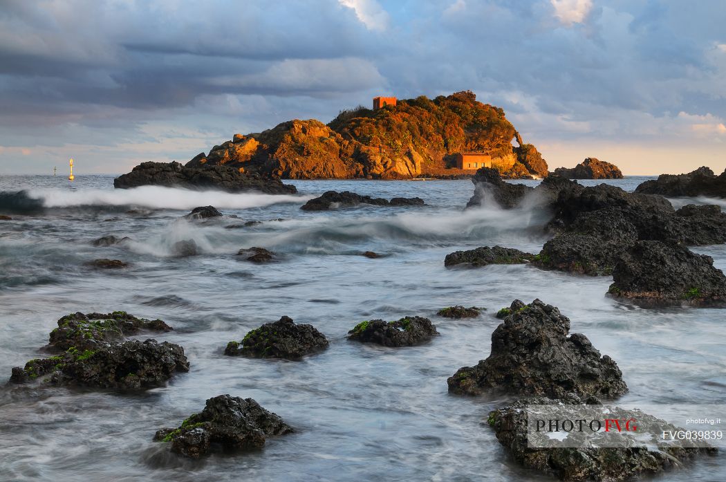 Ciclopi archipelago, Lachea island and Faraglioni, Aci Trezza, Sicily, Italy