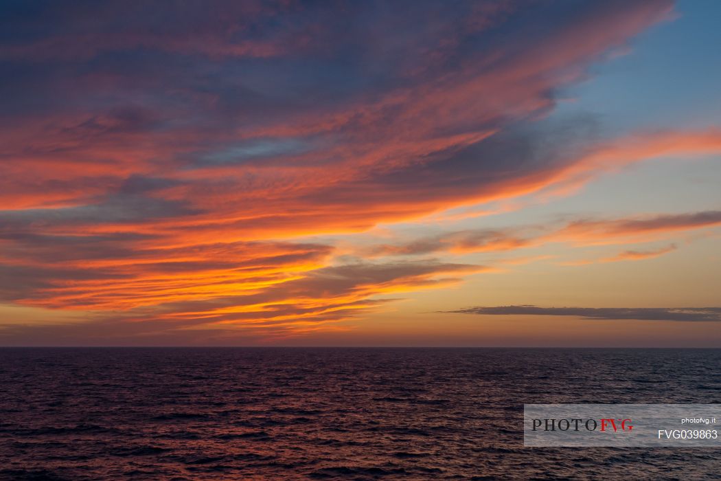 Sunset on sea, Agrigento, Sicily, Italy