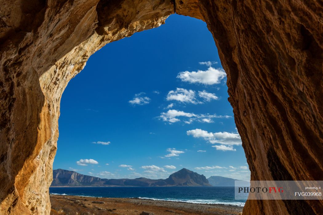 Beach and Monte Cofano mount near San Vito Lo Capo, Trapani, Sicily, Italy