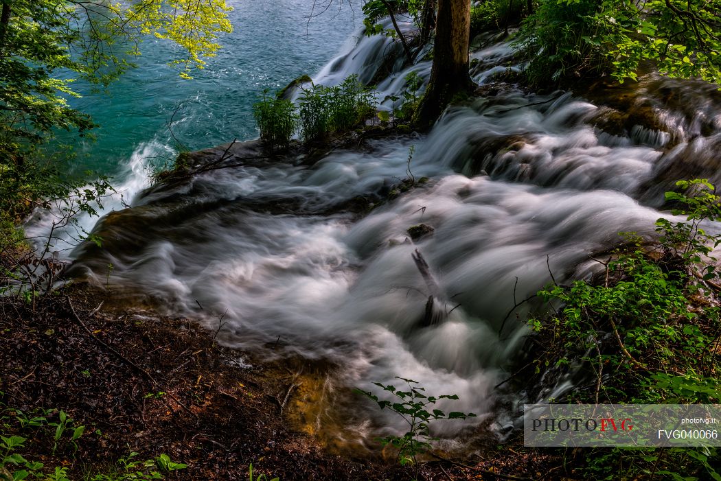 Above view of waterfall in the Plitvice Lakes National Park, Dalmatia, Croatia, Europe