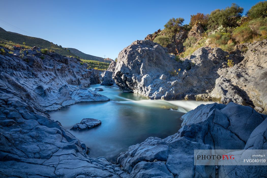 Lava gorges of Simeto, Sicily, Italy, Europe