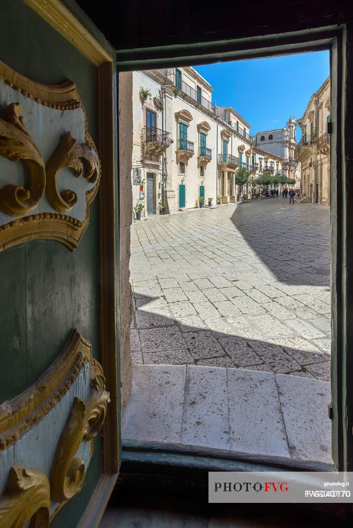 View of typical sicilian town of Scicli, Val di Noto, Sicily, Italy, Europe