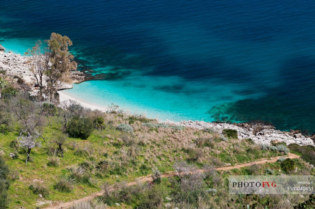 Panoramic view of Zingaro Natural Reserve, Trapani, Sicily, Italy, Europe