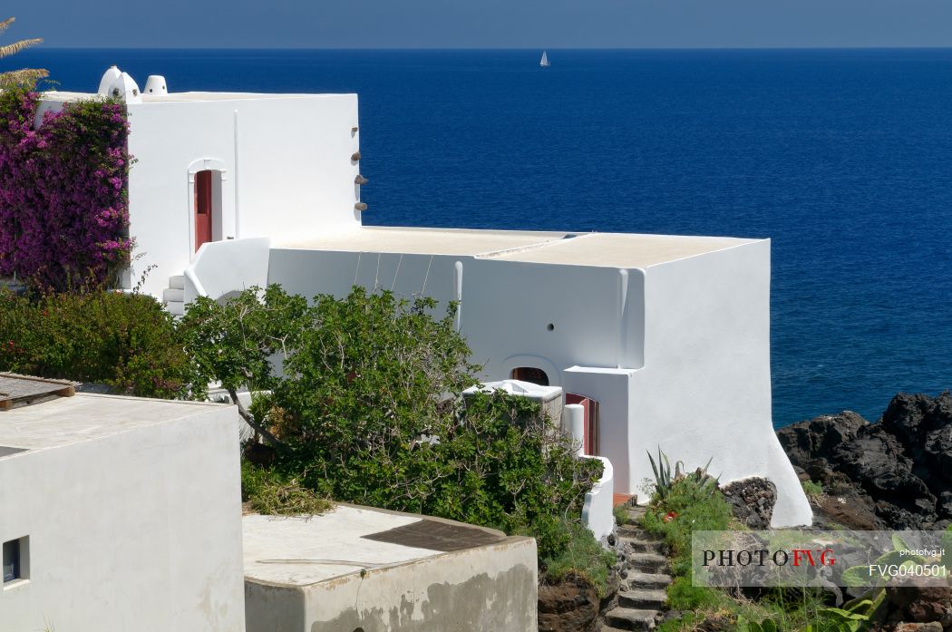 Traditional house iin the mediterranean coast, Stromboli island, Sicily, Italy, Europe