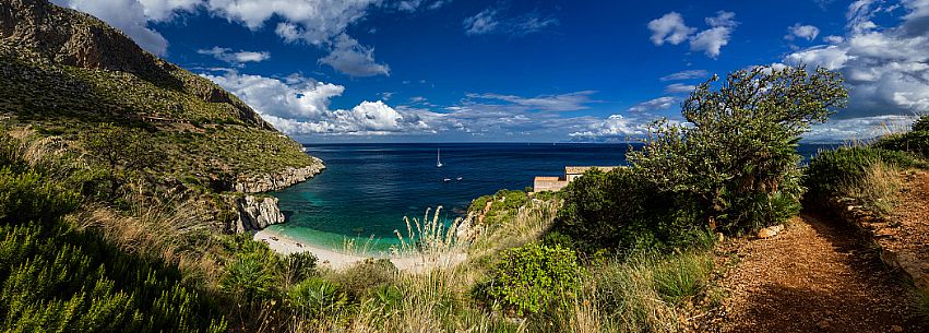 Cala Tonnarella dell'Uzzo bay, Zingaro nature reserve, San Vito Lo Capo, Sicily, Italy, Europe Cala Tonnarella dell'Uzzo bay, Zingaro nature reserve, San Vito Lo Capo, Sicily, Italy, Europe