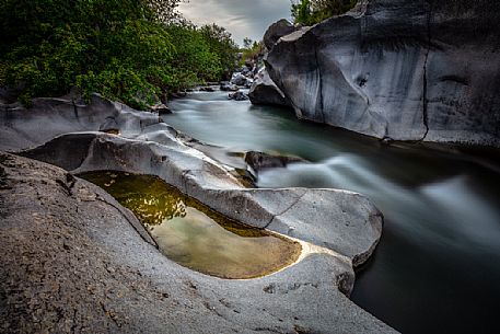 Alcantara river and Alcantara gorge, Sicily, Italy