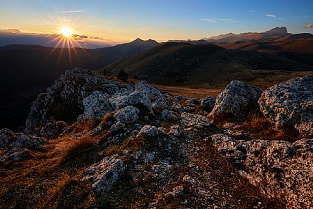 Sunset from Rocca Calascio, Gran Sasso national park, abruzzo, Italy, Europe Sunset from Rocca Calascio, Gran Sasso national park, abruzzo, Italy, Europe