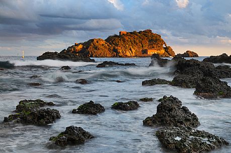 Ciclopi archipelago, Lachea island and Faraglioni, Aci Trezza, Sicily, Italy Ciclopi archipelago, Lachea island and Faraglioni, Aci Trezza, Sicily, Italy