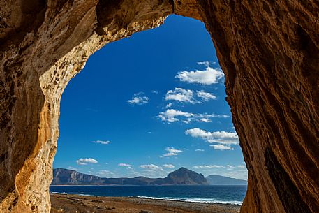 Beach and Monte Cofano mount near San Vito Lo Capo, Trapani, Sicily, Italy