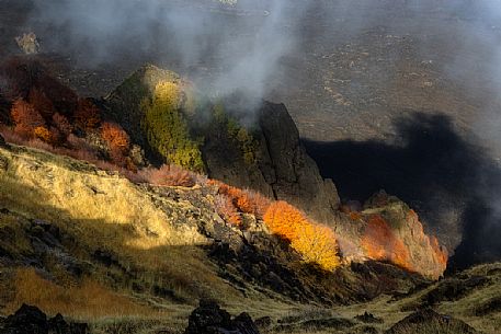 View of Bove valley or Valle del Bove, Etna mount, Italy, Europe