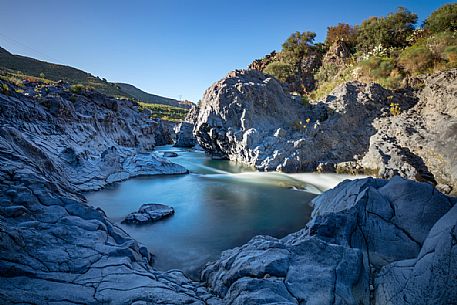 Lava gorges of Simeto, Sicily, Italy, Europe