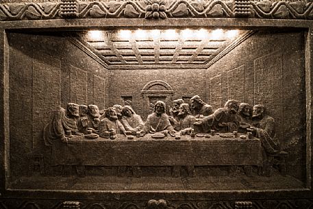 Picture of Last supper sculptured into in Wieliczka Salt Mine, Poland, Europe Picture of Last supper sculptured into in Wieliczka Salt Mine, Poland, Europe