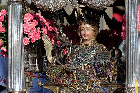 Detail of Sant'Agata holy during the local procession of the saint, Catania, Sicily, Italy, Europe