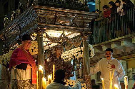 Nightview of Sant'Agata festivity, procession of the saint, Catania, Sicily, Italy, Europe