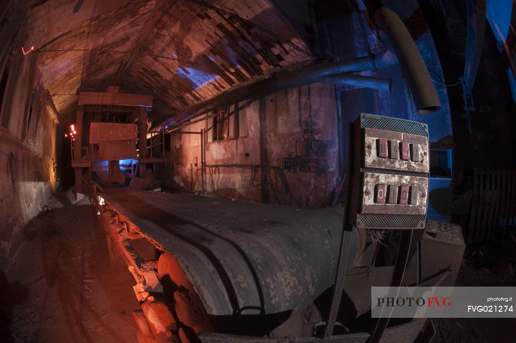 System of manganese enrichment, this is a machine for crushing and transport of extracted ore in containment silos. Graveglia, Liguria, Italy