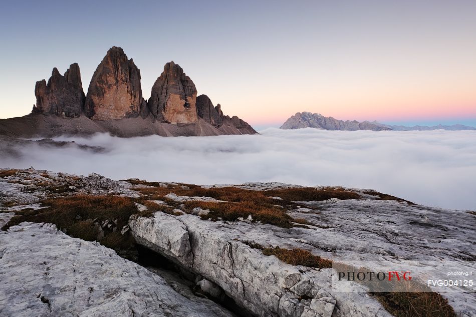 fog rising on Three Peaks of Lavaredo