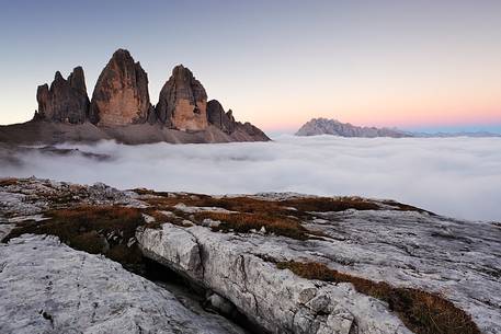 fog rising on Three Peaks of Lavaredo