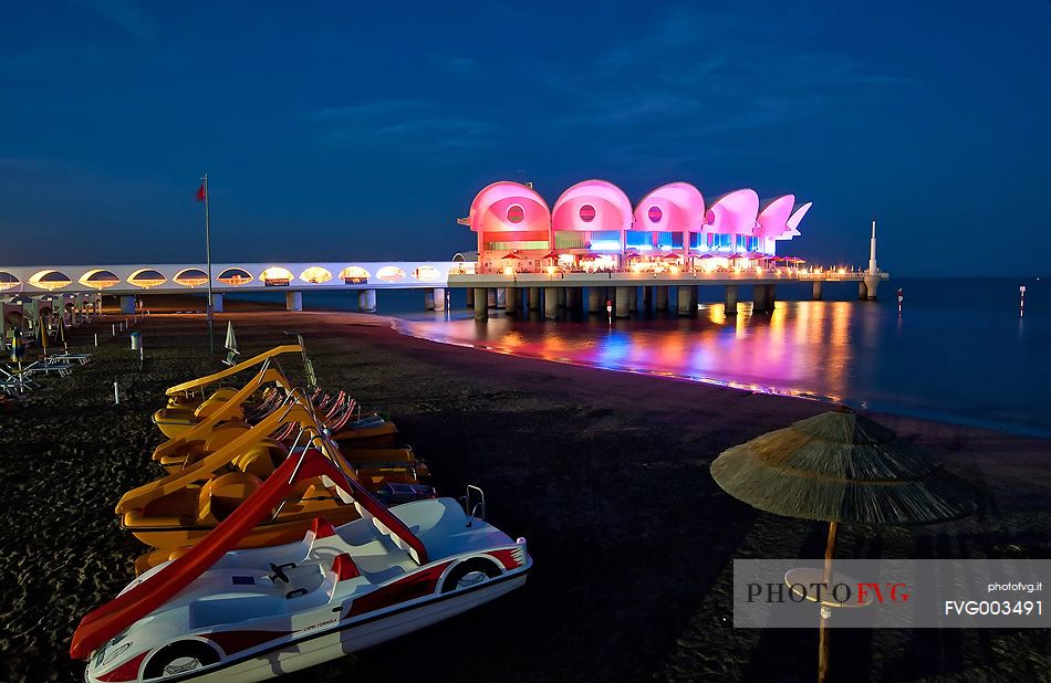 Terrazza Mare by night, Lignano Sabbiadoro, Friuli Venezia Giulia, Italy, Europe