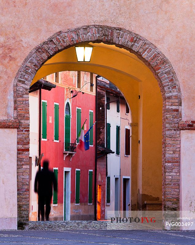 Gate and palace Burovich in Sesto al Reghena, Pordenone district, Friuli Venezia Giulia, Italy, Europe