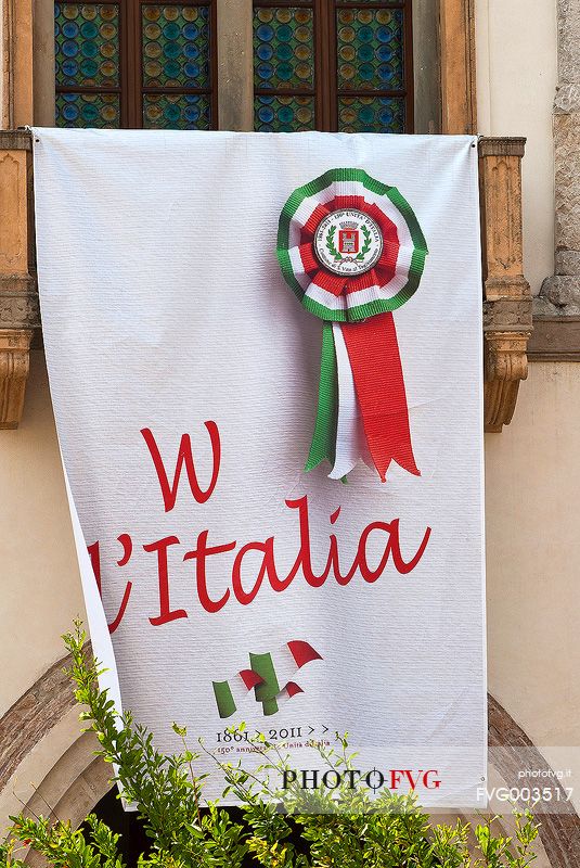 Celebrations for the 150th anniversary of the unification of Italy, Piazza del Popolo in San Vito al Tagliamento, Friuli Venezia Giulia, Italy, Europe